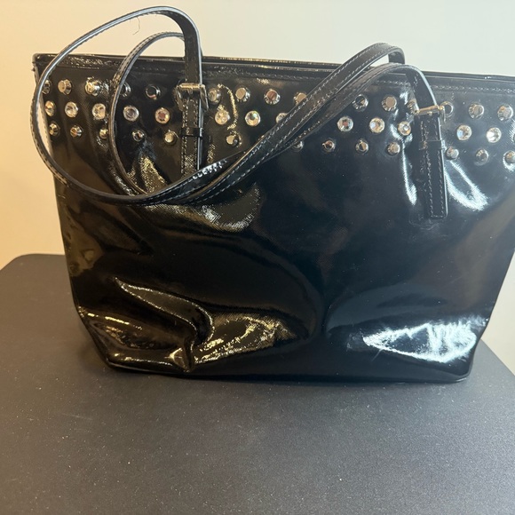 Michael Kors Black Patent Tote with Silver Accents - Picture 2 of 5
